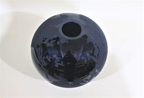 Large Black Art Glass Stylized World Globe Vase For Sale At 1stdibs