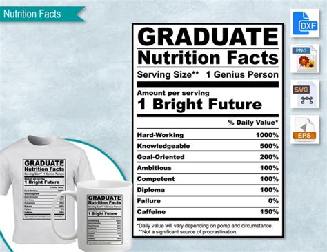 Graduate Nutrition Facts Graudation Svg Nutritional Fact Etsy