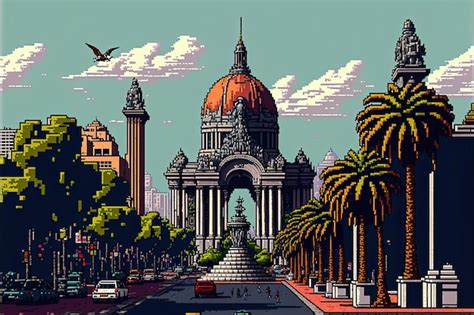 Premium Ai Image Pixel Art Mexico City Cityscape In Retro Style For 8