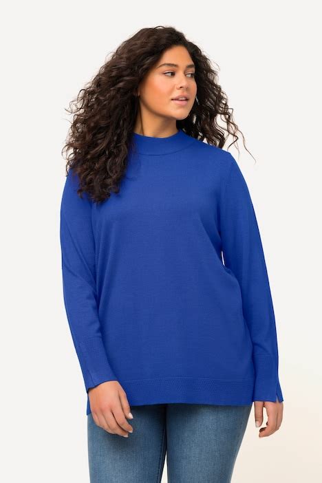 Long Sleeves Mock Turtleneck Sweater Royal Blue Ulla Popken