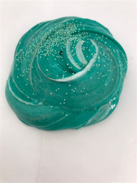 Green Thick Glossy Slime With Beads Etsy