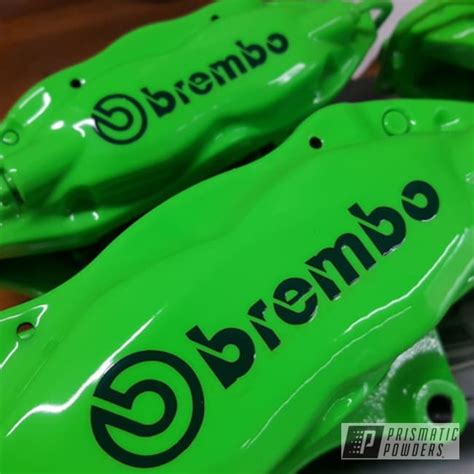 Brembo Brake Calipers Done in Clear Vision and Neon Green | Prismatic Powders