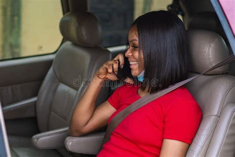 African Lady Making A Phone Call In A Car Stock Photo Image Of