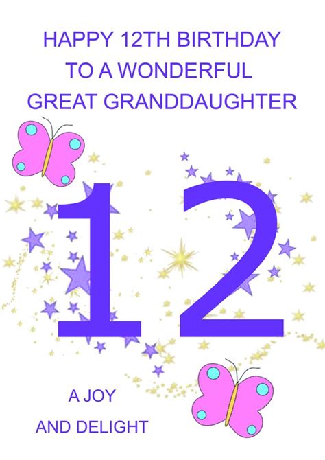 Great Granddaughter 12th Birthday Card Etsy Uk