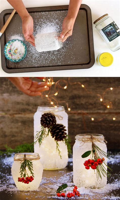 5 Minute DIY Snow Frosted Mason Jar Decorations Magical A Piece Of