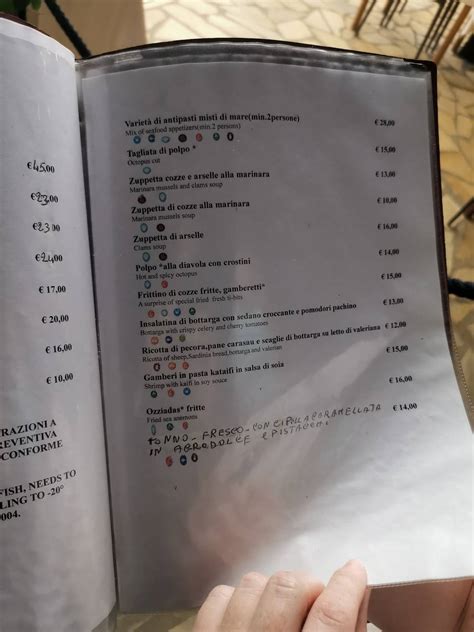 Menu Da Ristorante Il Miraggio Villaggio Mandorli