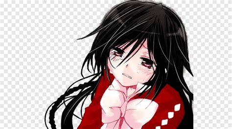 PH Colorings Black Haired Female Anime Character Crying Illustration