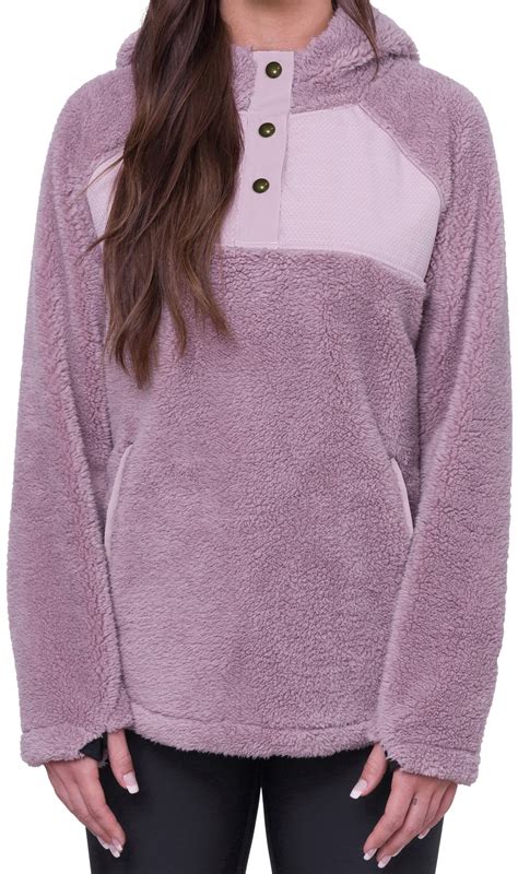 686 Women S Hemlock Sherpa Fleece Hoodie Dusty Mauve Tactics