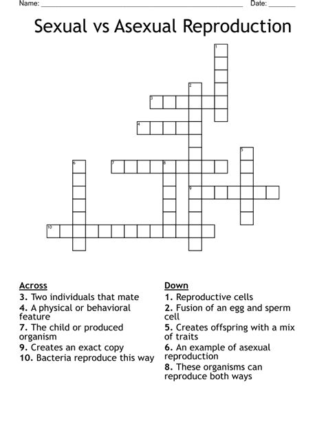 Sexual Vs Asexual Reproduction Worksheet Printable Online