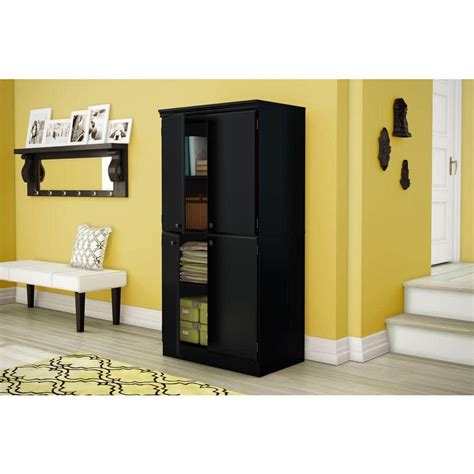 South Shore Morgan Pure Black Storage Cabinet 7270971 The Home Depot