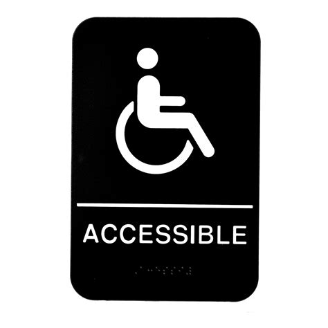 Alpine Industries Ada Handicap Accessible Sign With Braille Black White Ada Compliant 6x9