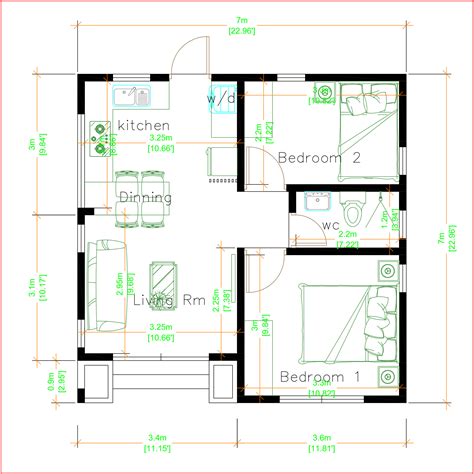 Tiny House Plan Small House Plan 1 Bedroom Home Plan 24x24 Floor Plan