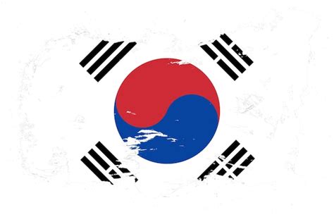 Bandeira Da Coreia Do Sul Efeito De Pincelada Grunge Pintada Em