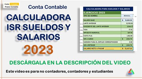 CALCULADORA ISR SUELDOS Y SALS 2023 Conta Contable YouTube