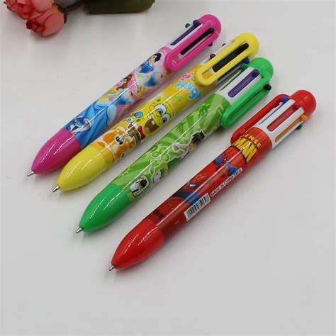 New high quality goods novelty multi color ball pen multi function 6 In1 colorful stationery ...