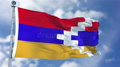 Republic Artsakh Flag In A Blue Sky Stock Image - Image of pattern ...