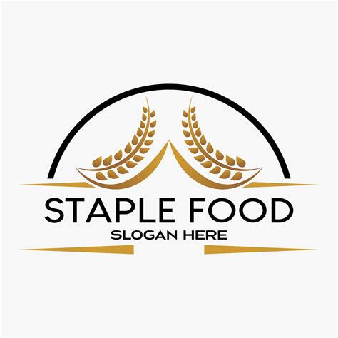 Wheat Or Rice Logo Design Template With Silhouette In Simple And