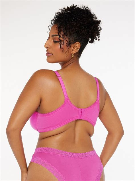 Cotton Essentials Lace Trim Unlined Bra In Pink Savage X Fenty