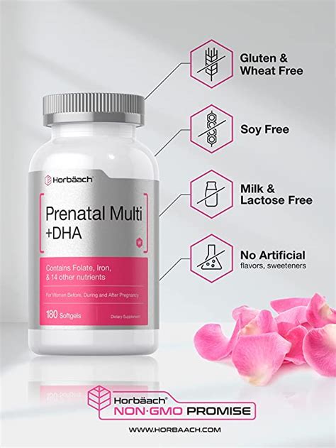 Horbaach Vitaminas Prenatales Con Dha Y ácido Fólico 180 Cápsulas Blandas Vitaminas Sin