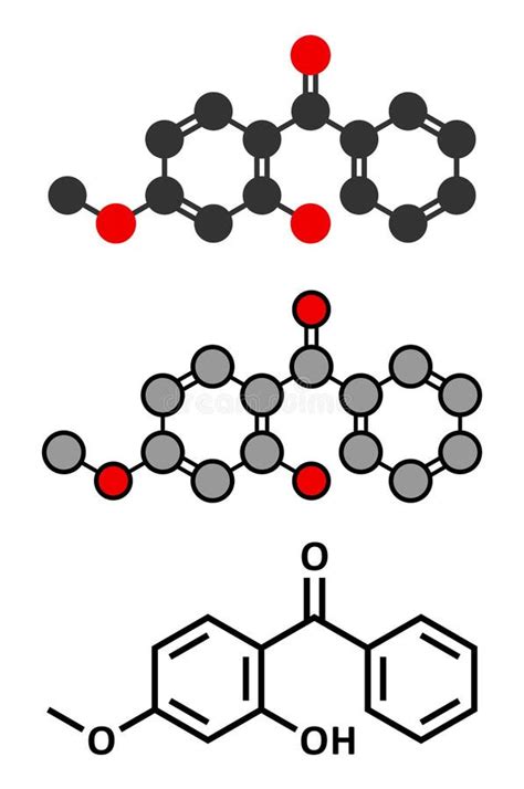 Oxybenzone Sunscreen Molecule Stock Illustration - Illustration of atomic, radical: 187036692