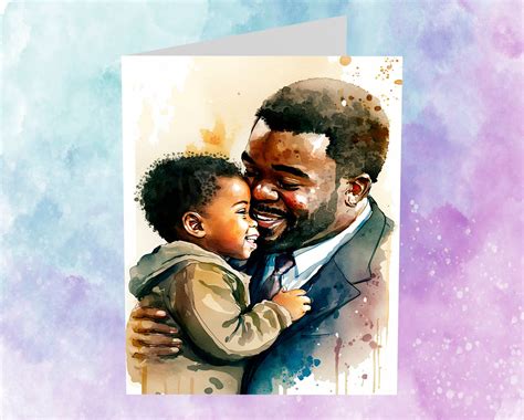 African American Fathers Day Card Watercolor Fathers Day Greeting Card