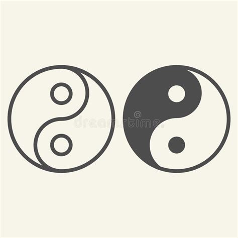 Yin Yang Linie Und Feste Symbol Harmonie Und Balancensymbolentwurfs