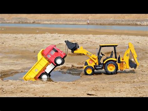 Tata Tipper Truck Stuck In Deep Mud Pulling Out Jcb Jcb Video