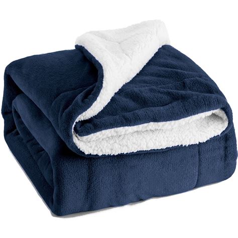 Bedsure Sherpa Fleece Blanket Throw Size Navy Blue Plush Throw Blanket