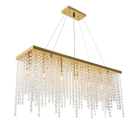 OUKANING 31 5 In 40 Watt 7 Light Gold Modern Pendant Light With Clear