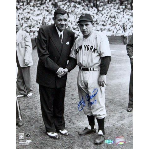 Yogi Berra Signed Yankees 11x14 Photo With Babe Ruth Inscribed 1947