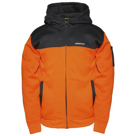 Caterpillar Mens Workwear Hi Vis Full Zip Hoodie Orange Xl