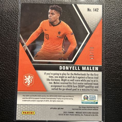 Donyell Malen 2021 Panini Mosaic UEFA Euro Purple Fluorescent 10 70 RC