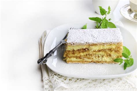 Mille Feuille Traditional French Dessert Also Known As Napoleon Stock