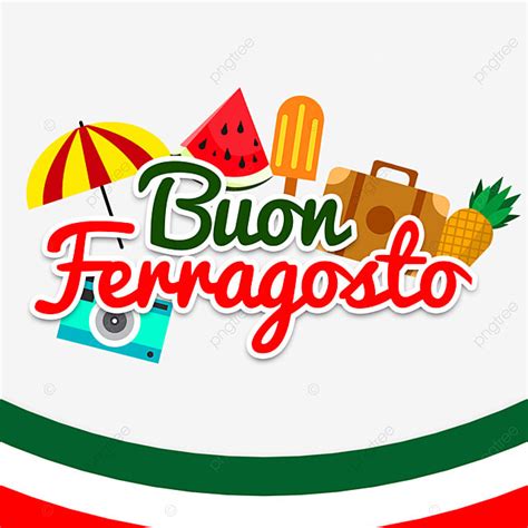 Buon Ferragosto With Italian Ribbon Graphic Summer Festival Png