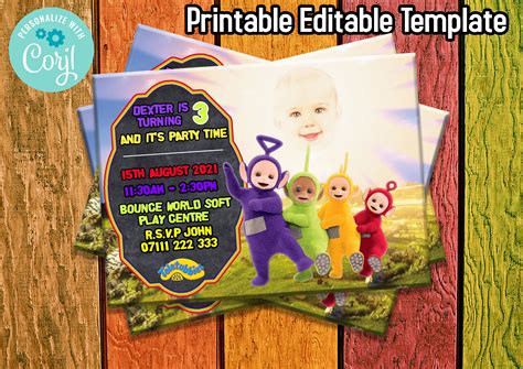 Teletubbies Birthday Party Invitation Template Add Your Etsy