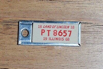 1968 Illinois DAV Tag Keychain License Plate PT 8657 Disabled American