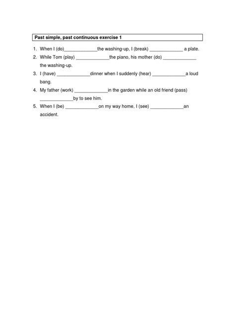 Past Simple Past Continuous Exercise 1 Pdf