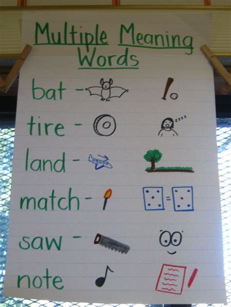 Multiple Meaning Words Anchor Chart 2nd Grade