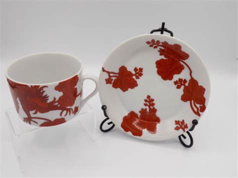 FITZ FLOYD Red Dragon Cup Saucer EBay