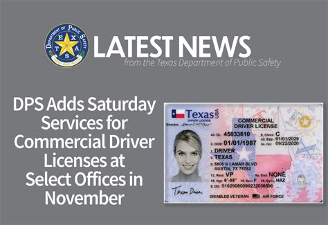 Dps Adds Saturday Services For Commercial Driver Licenses At Select Offices In November