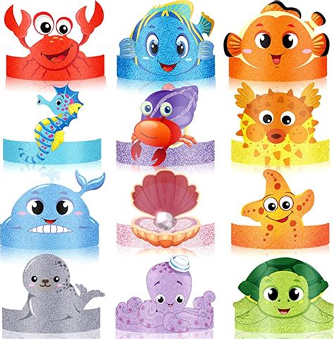 24 Pcs Sea Animals Headbands Sea Animals Birthday Party Hats Sea