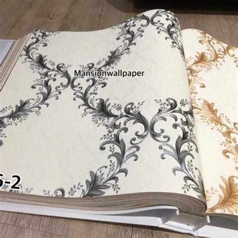 Jual Wallpaper Dinding Korea Klasik Batik Simple Silang Silver Gold