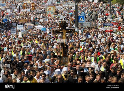 Orthodox Believers And Priests Take Part In The Procession Orthodox