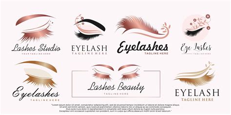 Set Of Eyelash Extension Logo Design For Beauty Salon With Creative