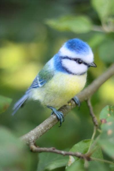 Felted Bird Realistic Toy Blue Titmouse Felt Art Doll Needle Inspire