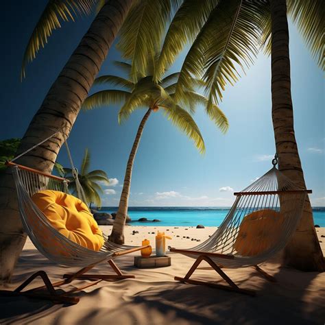 Premium Photo Wallpaper Of Tropical Beach Hammock Chair Palm Trees