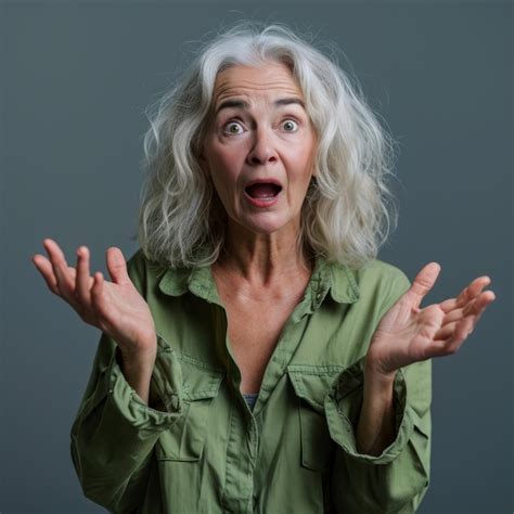 Premium Photo An Older Woman With White Hair And Green Shirt Is