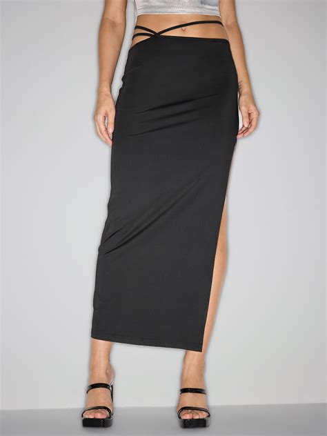 Low Waist Split Maxi Skirt Cider