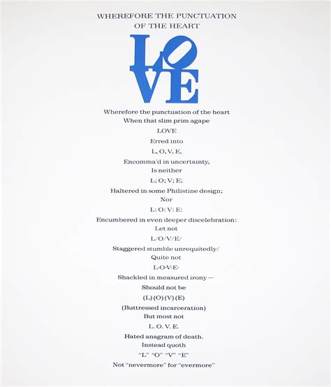 Robert Indiana The Book Of Love Poem Wherefore The Punctuation Of