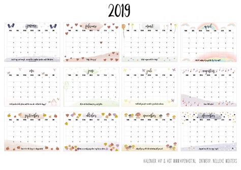 Free Printable Kalender Voor 2019 Hip Hot Blogazine